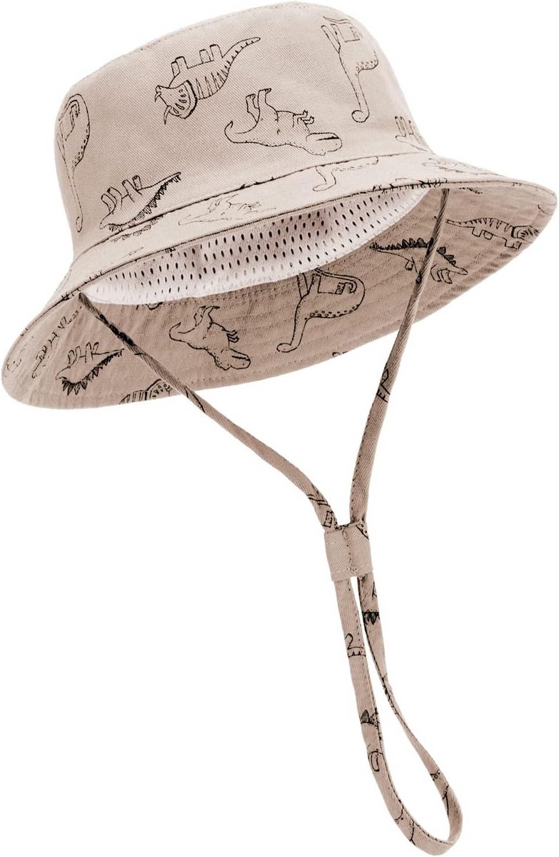 Peuter Zonnehoedje Zonbescherming Dierenkapje Unisex Zomer Bucket Hat met Kinband UPF 50+