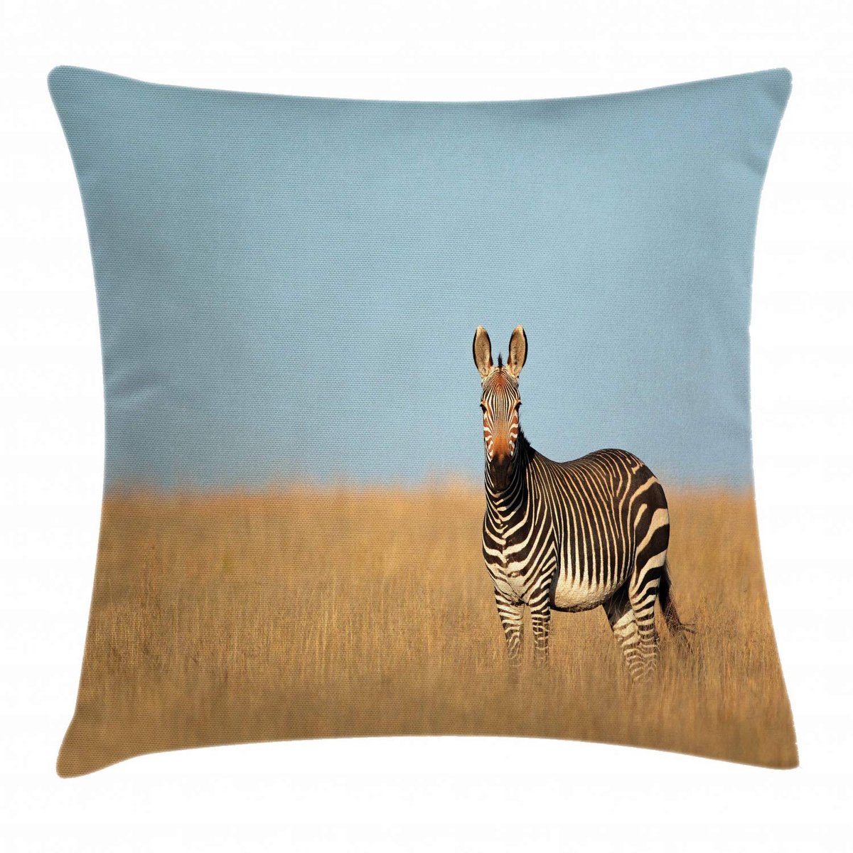 ABAKUHAUS Dierenwereld Kussenhoes Zebra Berggras – Wasbaar, 60x60 cm, Dubbelzijdig bedrukt, Rits Mehrfarbig