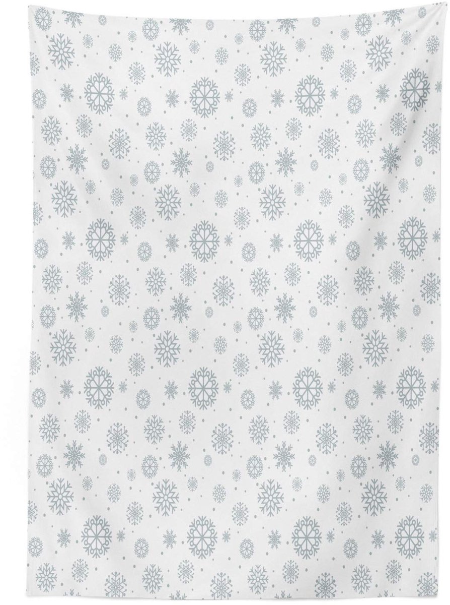 ABAKUHAUS Tafelkleed – Sneeuwvlok 140x170 cm – Lichtgrijs-Wit, Satijn