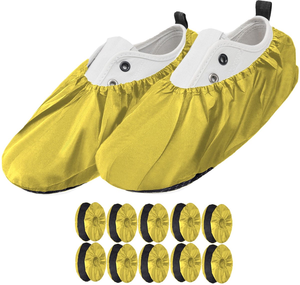 FEROCITY - Schoenovertrekken - Antislip, herbruikbaar - Unisex - Erwachsene - EU 38-45, 5 paren - Polyester - Geel