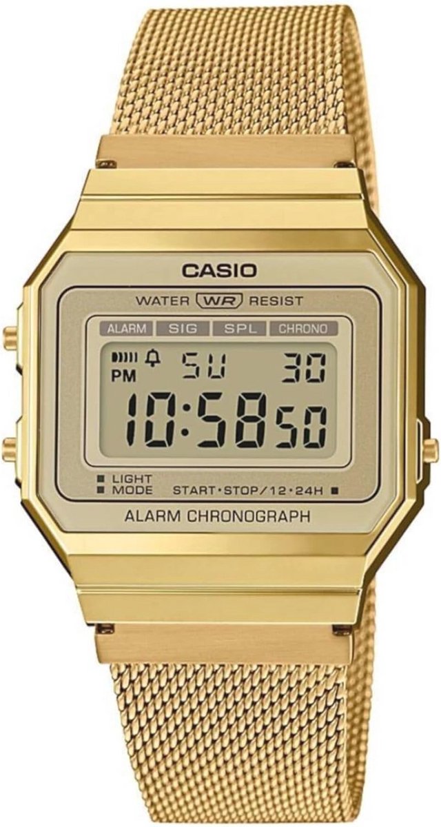 Digitaal Quartz Horloge voor Volwassenen met Roestvrij Stalen Band - Goud Mesh, 37.4x35.5mm