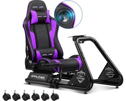 GTPLAYER - Simulator Cockpit - Met Luidsprekers en Stuurwiel Steun - Paars