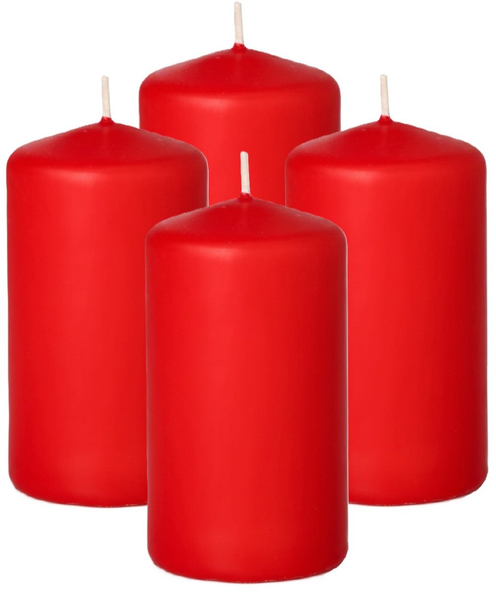 Trend Candles Cilinderkaars/stompkaars - 10x - rood - 5 x 10 cm - 23 branduren - met brandvertragende folie