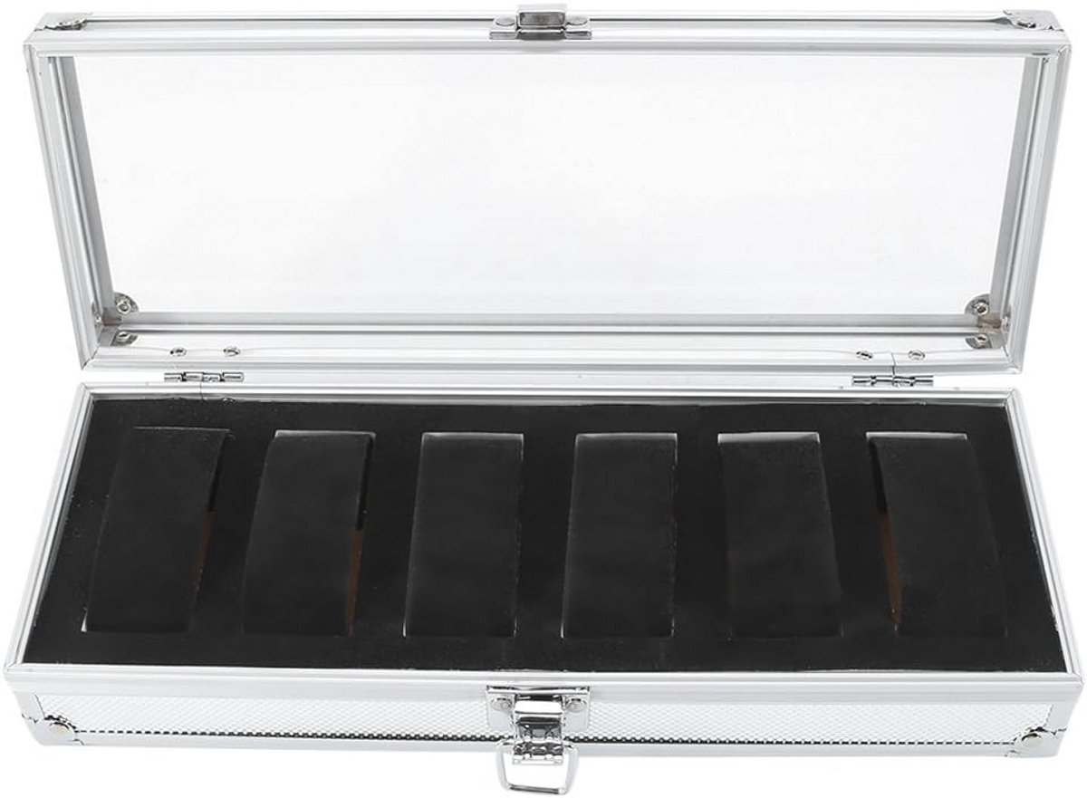 Horloge Box met 6 Slots voor Sieraden en Horloges - Aluminium Organiser