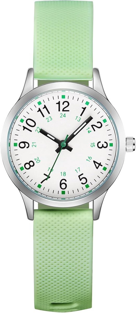 Kinderhorloge voor meisjes 7-14 jaar - Eenvoudig, waterdicht, analoog, siliconen armband