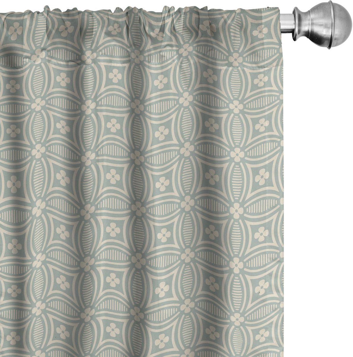 ABAKUHAUS Gordijnen – Geometrische bloemen, 2x75x175 cm, resedagroen Reseda Groen