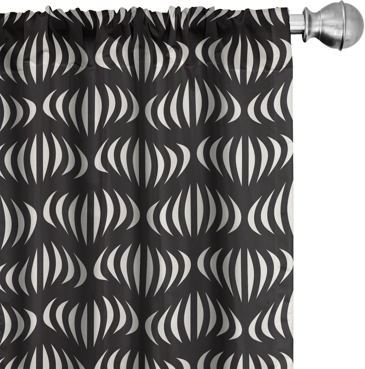 ABAKUHAUS Zwart-ivoor Voorhangen – 2x75x225 cm – Microvezel