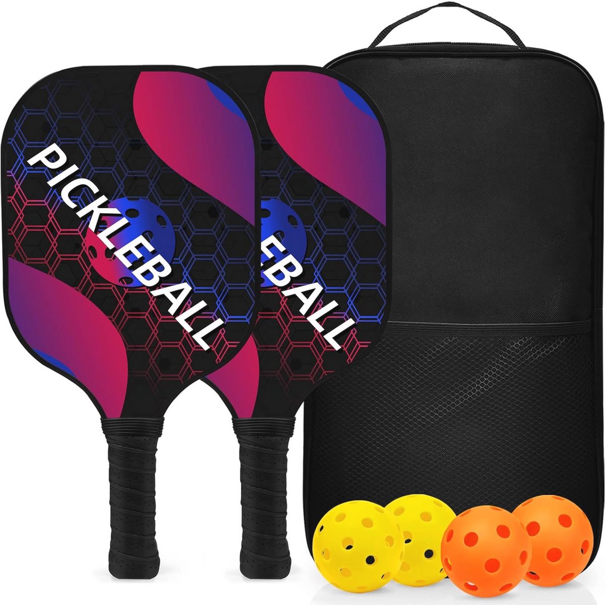 Pickleball Rackets Set van 2/4 met Draagtas en Ballen voor Binnen en Buiten