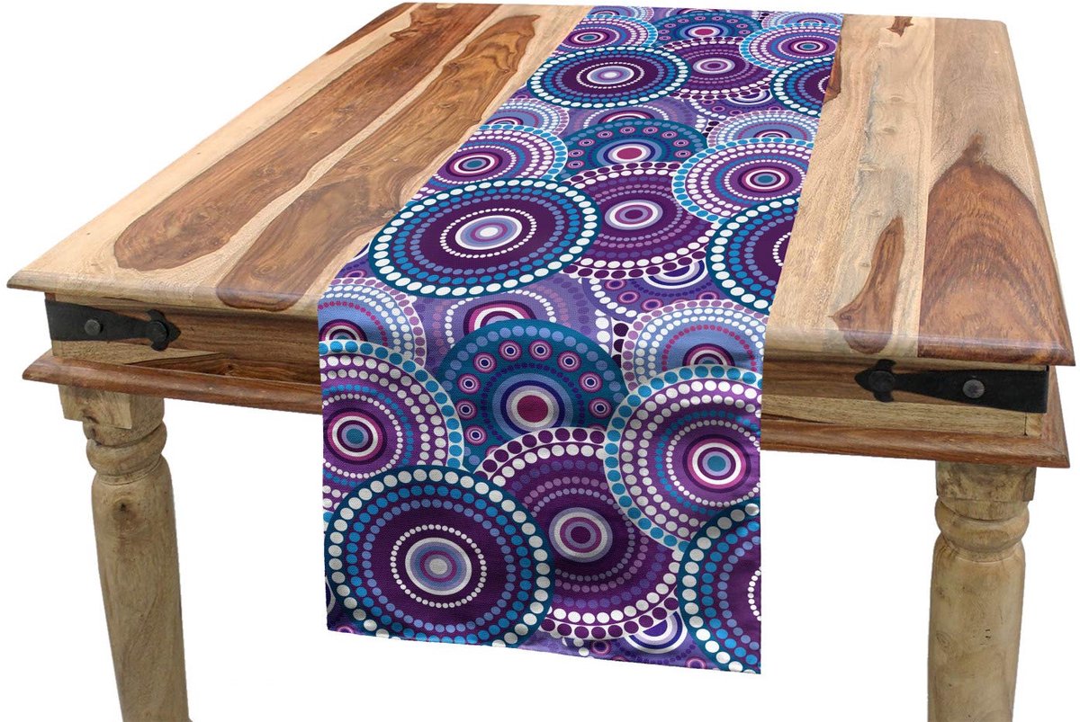ABAKUHAUS – Tafelloper Cirkelpatroon – 40x300 cm – Meerkleurig, Machinewasbaar