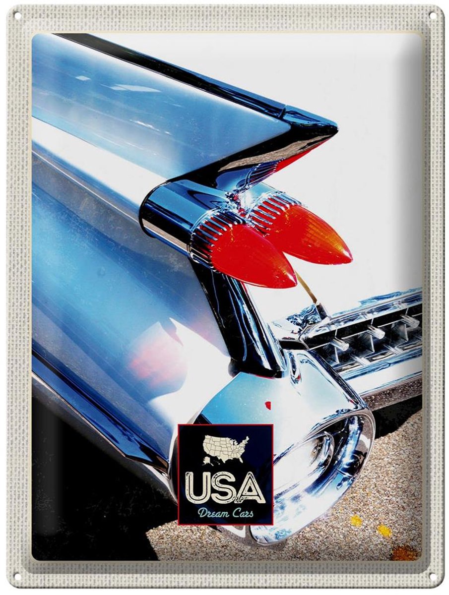 Blechschild Reise 30x40cm Amerika Oldtimer Lichter weiß