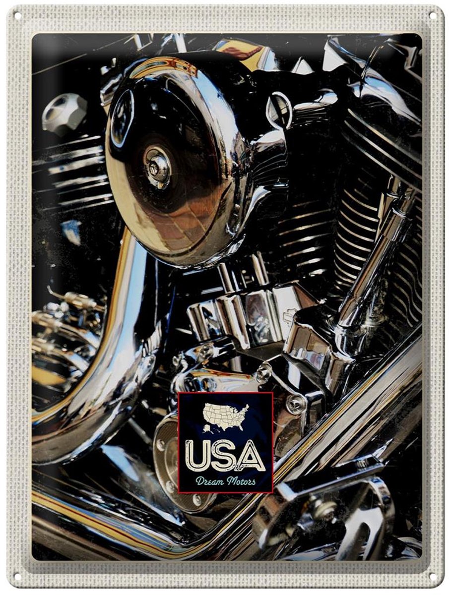 Blechschild Reise 30x40cm Amerika Oldtimer Silber Motor 90er