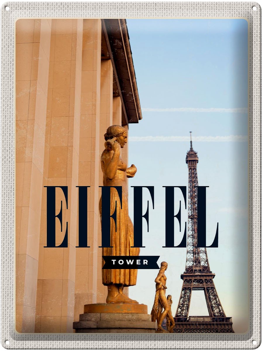Blechschild Reise 30x40cm Eiffel Tower Skulpturen