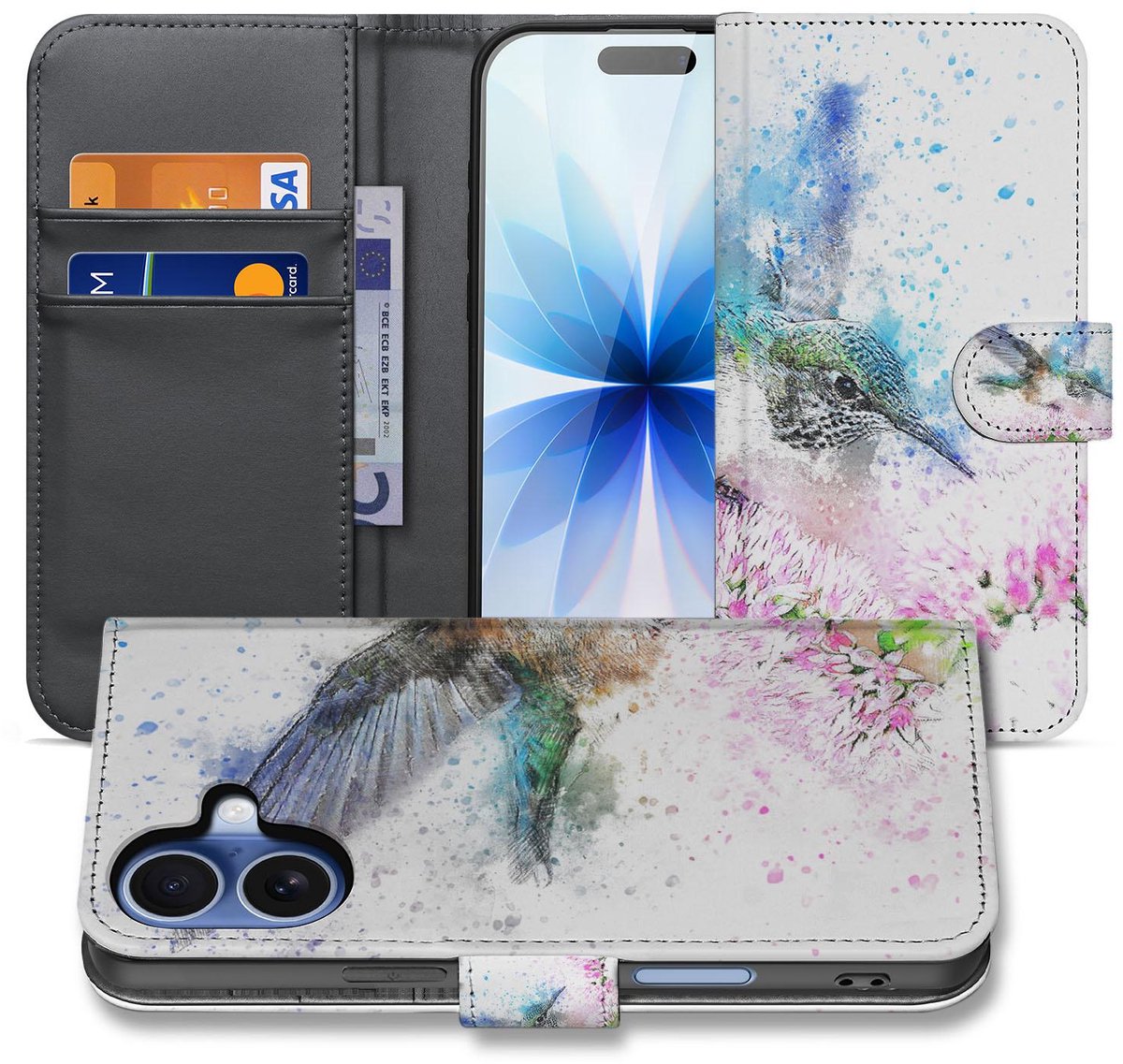 Apple iPhone 17 Portemonneehoes Vogel Print Met 3 Pasjes