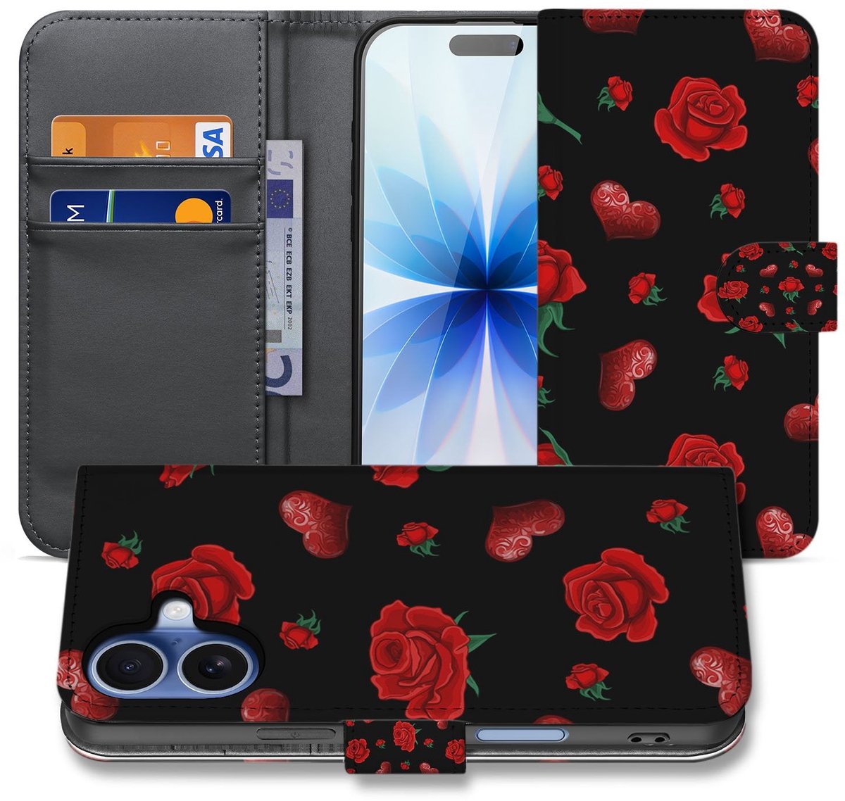 Apple iPhone 17 Bookcase Hoesje Valentine Met Pasvakjes