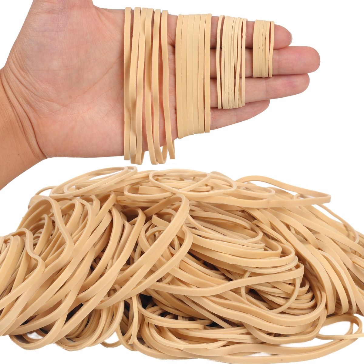 IMPERATORIS® Elastiekjes - Rubberen Ringen - Kantoor Elastiek - Rekbaar en Sterk - Voor Papieren en Huishouden - Set van 100 - Beige