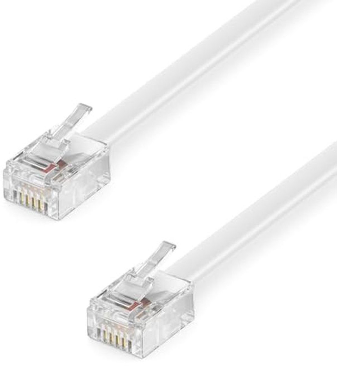 Telefoonkabel 2m RJ11 Modulaire Kabel 6P4C voor Modem Router Fax ISDN DSL VDSL Internet Wit