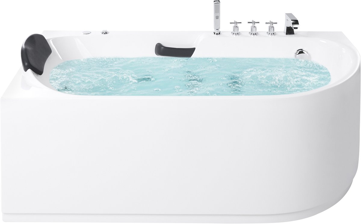 SAYULA - Hoek bubbelbad - Wit - 1700 x 800 mm - Rechtszijdig - Acryl