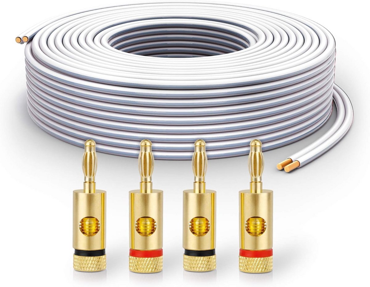 Luidsprekerkabel 2x2,5mm² 15m - OFC Koper met Bananenstekkers