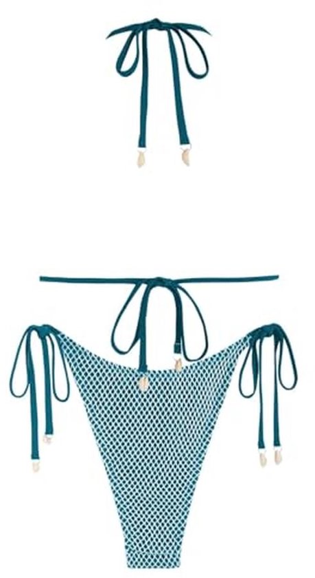 String Badpak Triangelbikini Dames - Multiway Visnet Bandeau String Tweedelig Badpak ...
