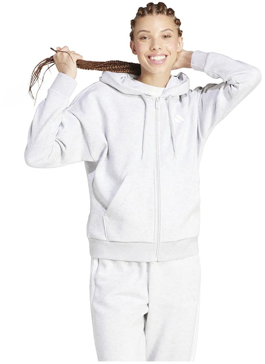 Adidas Essentials 3 Stripes Fleece Sweatshirt Met Rits M Regular Vrouw Grijs