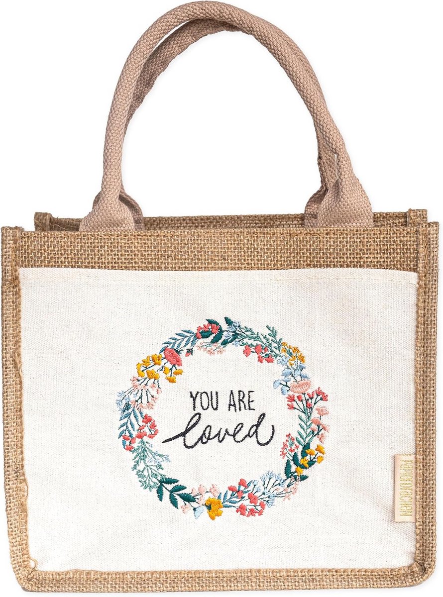 Jute Tas met Bloemenkrans - Paasartikel en Cadeau Idee