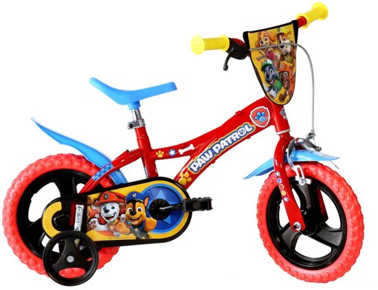 Dino Paw Patrol - Kinderfiets 12 Inch - van 2-4 Jaar - met Zijwieltjes - Jongensfiets Rood van Merkloos — afbeelding 2