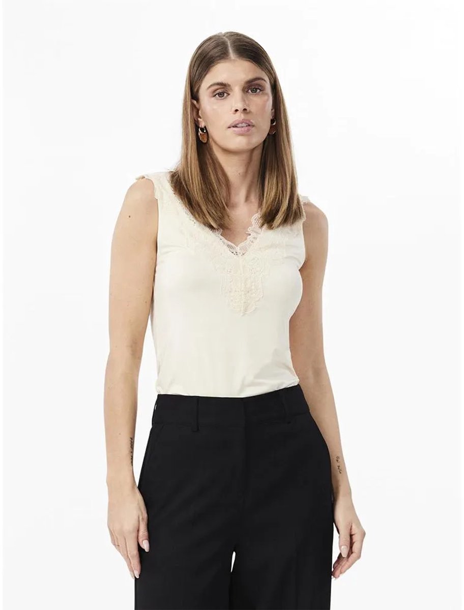 Yas Lori Mouwloos T-shirt Beige XS Vrouw