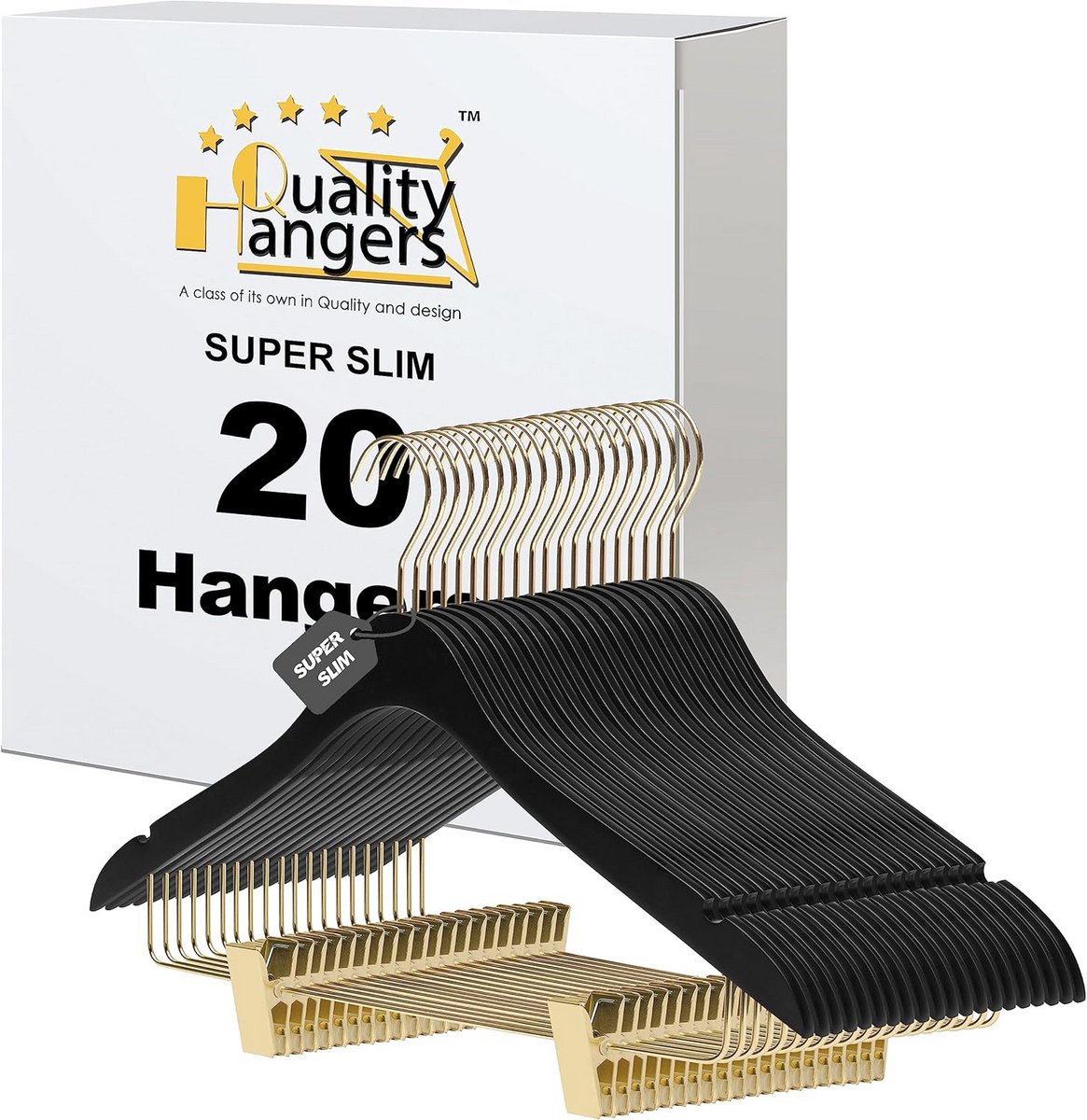 Luxe 16,5 inch ultradunne ruimtebesparende houten kledinghangers met draaibare haak