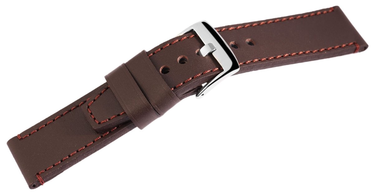 Steinmeister Steinmeister heren vervangende armband LB0038 Horlogeband van echt leer, donkerbruin, 18 mm - 24 mm
