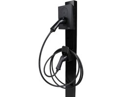 Montagepaal Zaptec Go Laadpaal - Geschikt Voor Alle Zaptec Go Wallboxen - Metaal - Zwarte Bevestigingspaal Zaptec Go - Inclusief Stekkerhouder