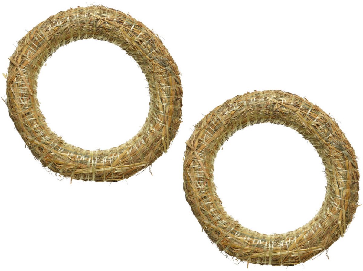 Decoratie krans van stro - 15x stuks - 30 x 5 cm - DIY kransen maken - kerst deurkrans/kerstkrans - strokrans