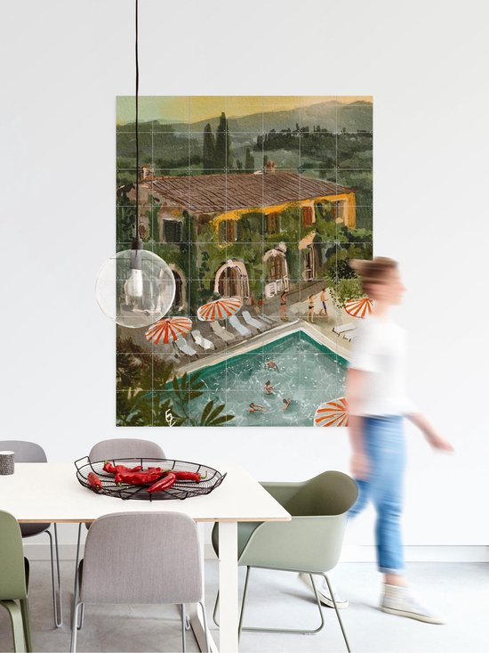 IXXI Secret Villa, Ekaterina Zagorska - 80 x 100 cm - Gratis ophangtool - Grote wanddecoratie en posters - Speels, Illustraties, Kleurrijk