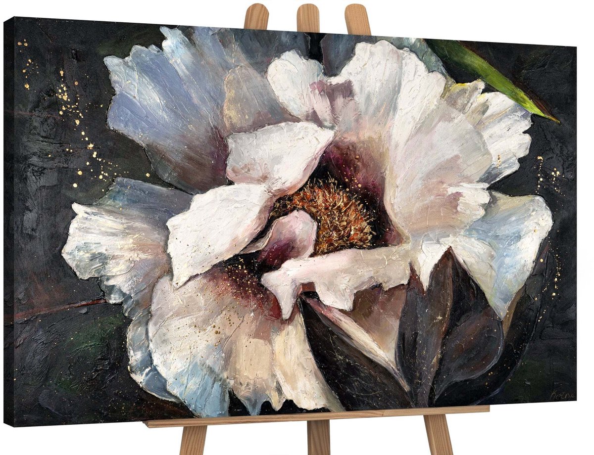 YS Canvas schilderij landschapsformaat handgeschilderd pioenen II bloemen luxe – YS-Art Gallery – Luxe wanddecoratie voor woonkamer – Modern schilderij voor slaapkamer en hal Without Floater Frame