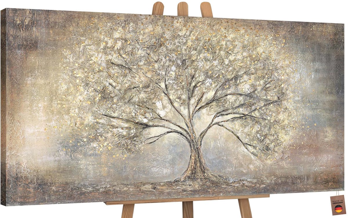Canvas schilderij groot handgeschilderd gouden boom boom natuur luxe – YS-Art Gallery – Luxe wanddecoratie voor woonkamer – Modern schilderij voor slaapkamer en kantoor