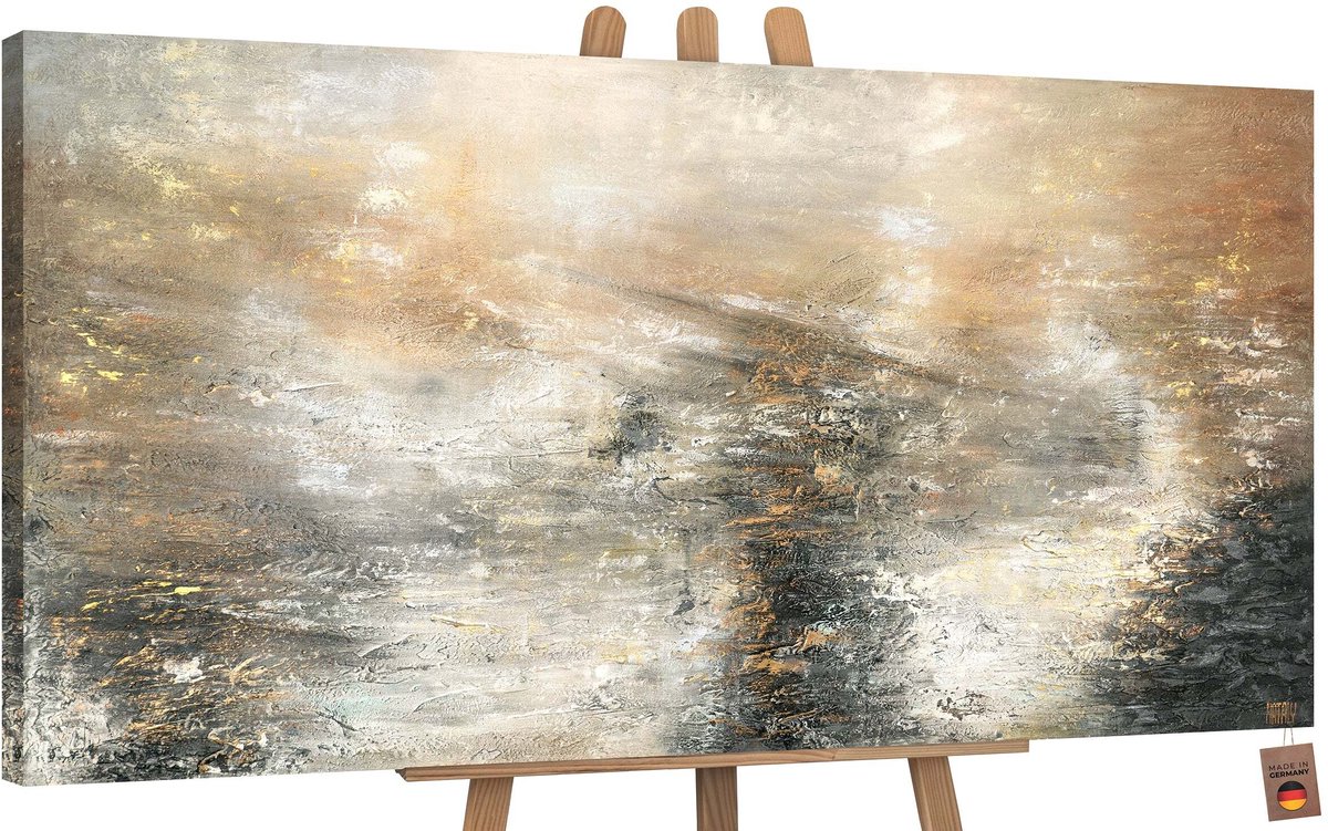 YS Canvas schilderij groot handgeschilderd kracht van de elementen natuur abstract – YS-Art Gallery – Krachtige wanddecoratie voor woonkamer – Modern schilderij voor kantoor en hal Without Floater Frame