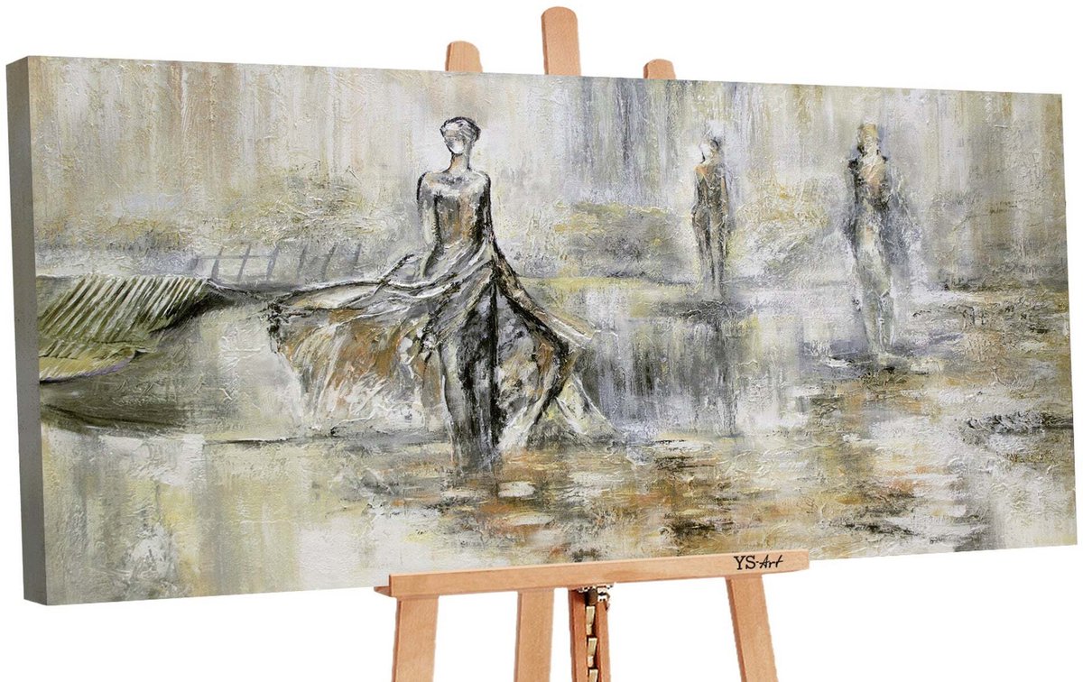 YS Schilderij Canvas schilderij groot handgeschilderd modeshow fashion figuren Ð YS-Art Gallery Ð Stijlvolle wanddecoratie voor woonkamer Ð Modern schilderij voor slaapkamer en kantoor Without Floater Frame 200x100