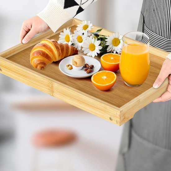 Opklapbare tafel - Campingtafel - Draagbare opklapbare tafel - Kan gebruikt worden als eettafel, tv-tafel, laptoptafel, snacktafel, banktafel of werktafel - Natuurlijke houtkleur — afbeelding 5