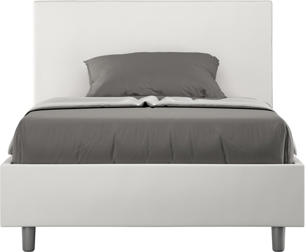 Adele wit kunstleer queen size bed met gestoffeerde container 120x200