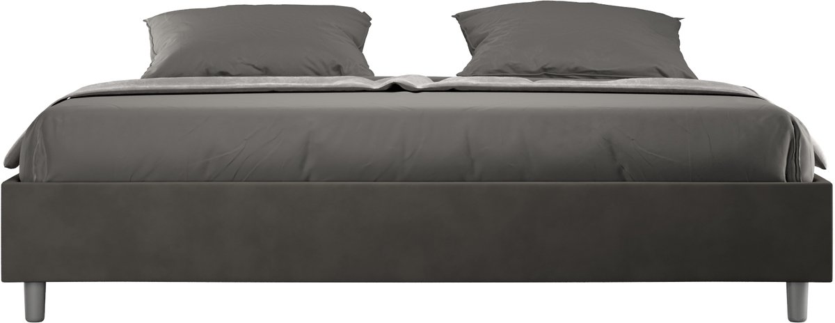 Azelia grijs microvezel gestoffeerd opbergbed 180x190