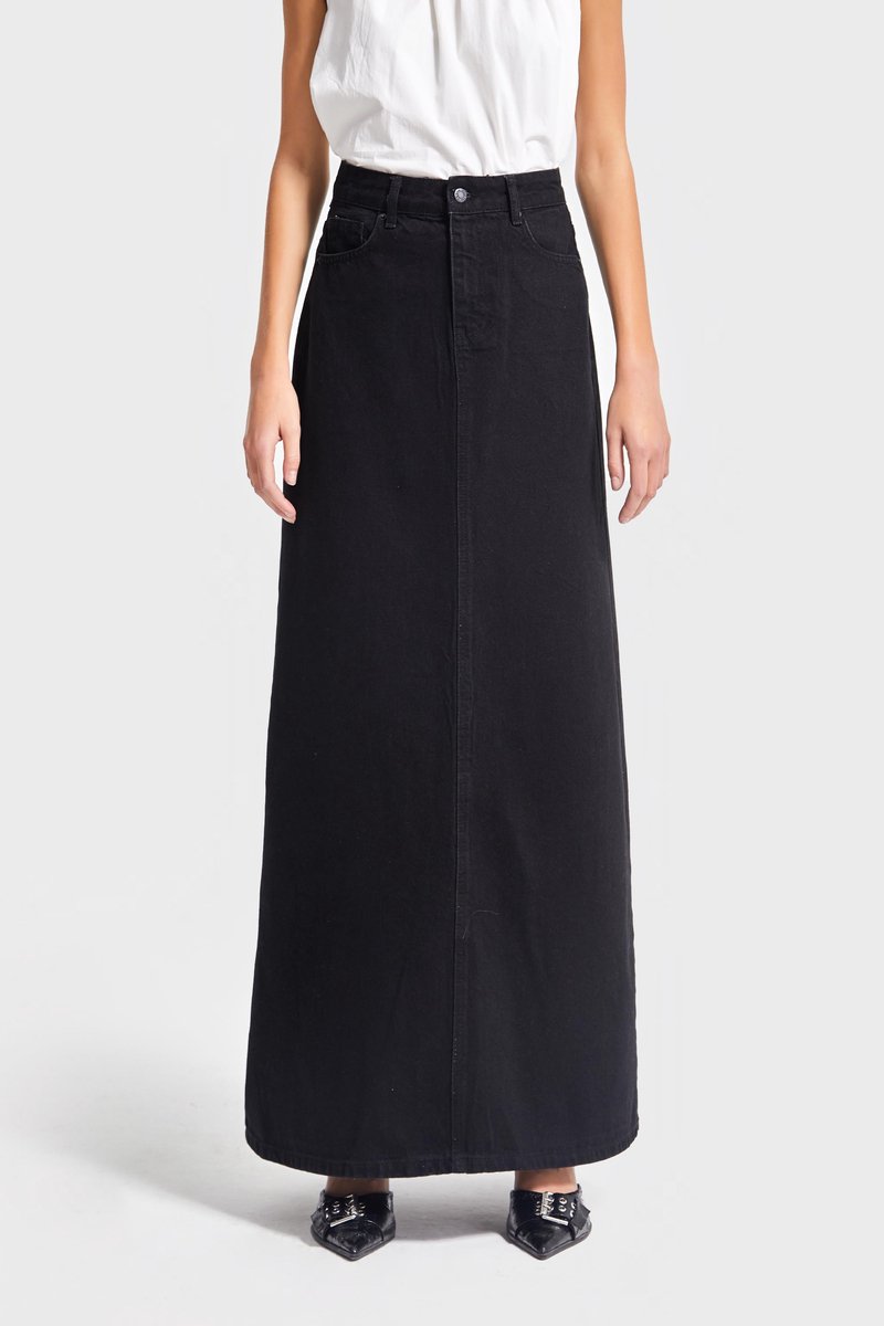 It's Basic - Maxi Denim Skirt - Soft Black