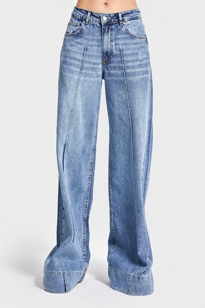 It's Basic - Palazzo High Rise Jeans - Aqua