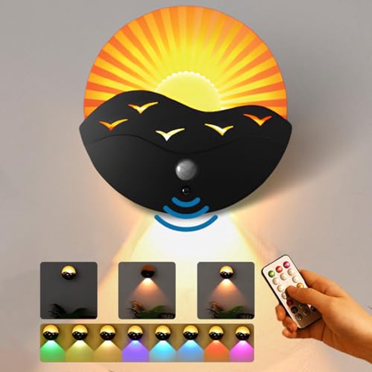 RGBW oplaadbare sensordeurlamp (met afstandsbediening), LED-wandlamp, sensornachtlampje vo