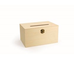 Graine Creative houten kist met gleuf decoratiebox 24x16x13 cm.