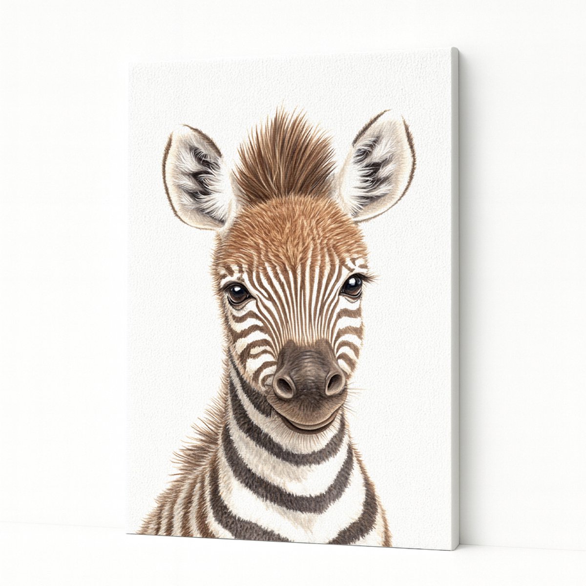 Zebra veulen - Wandkunst - Kunstobject - Canvas schilderij - 40x60 cm