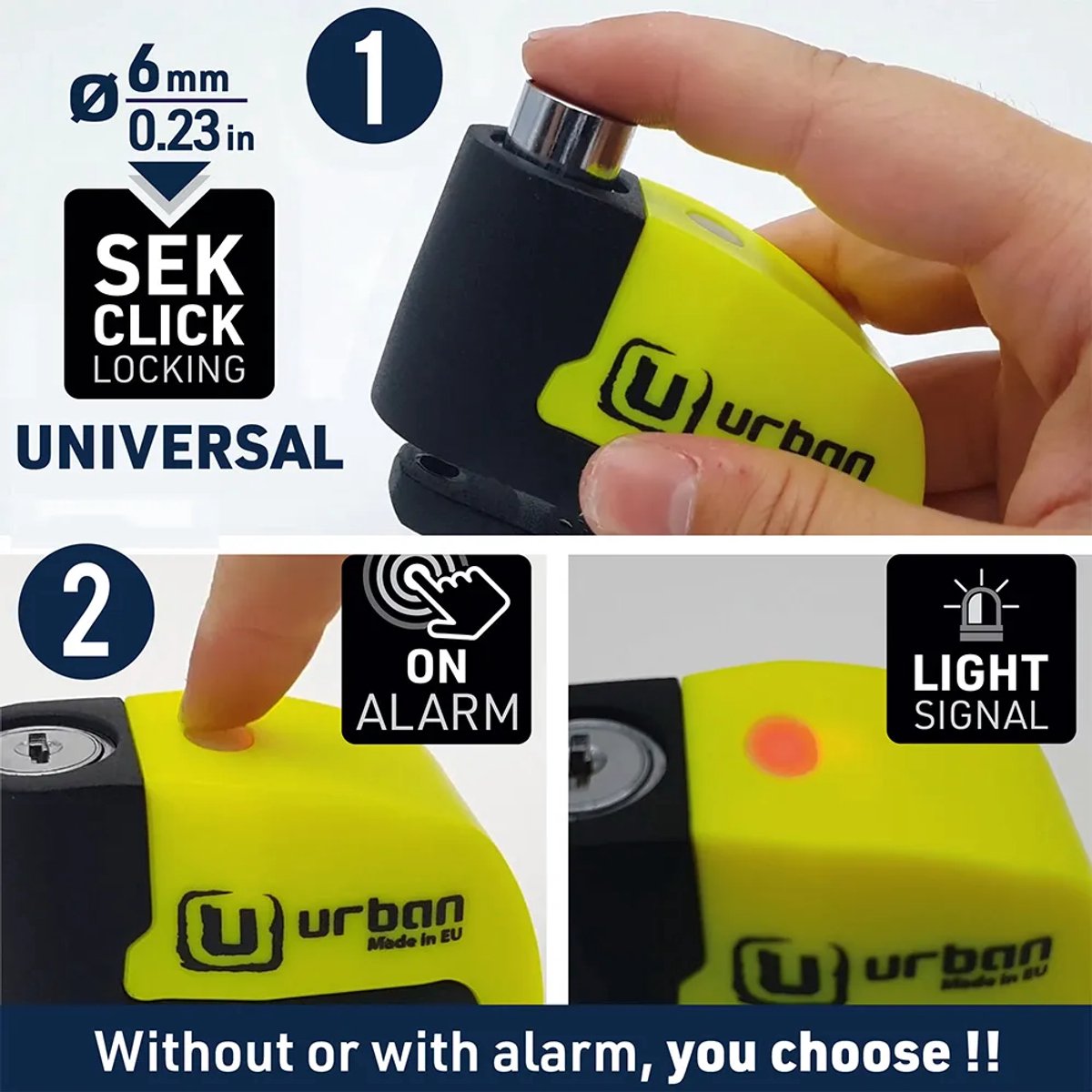 URBAN UR59 Antivol Moto Bloque Disque Mini U 14mm Avec Double Serrure
