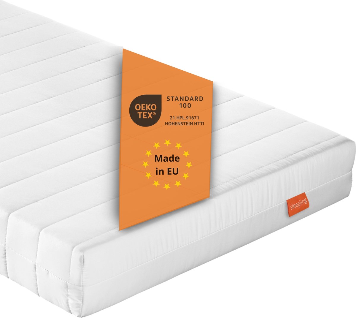 Sleepling Basic 30 - matras 90x200 cm comfortschuim - hardheidsgraad 2 zacht - 13 cm hoogte - afneembare hoes - Made in EU - topkwaliteit - 90 x 200 x 13 cm - wit