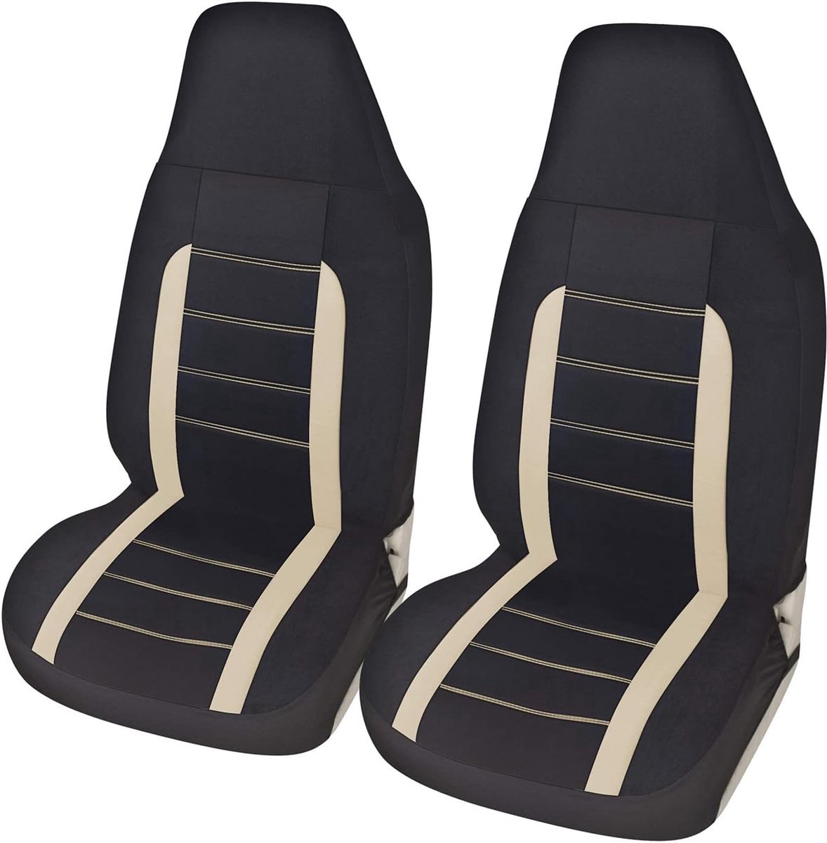 Stunq® Autostoelhoezen Voorstoelen Kuipstoelhoezen Auto Eendelig Autostoelbeschermer Interieur Universele Pasvorm Autostoelhoezen Autostoelhoes voor Autostoelaccessoires, Beige