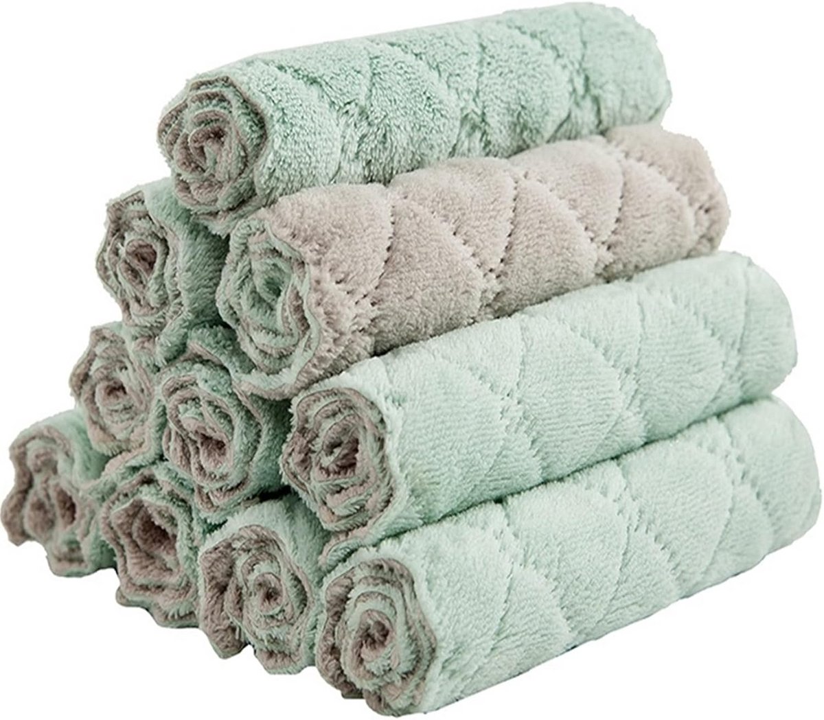 10x Keukendoeken Set - Zeer Absorberende & Sneldrogende Afwasdoeken - Pluisvrij Schoonmaken