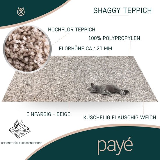 Paco Home Hoogpolig Vloerkleed Knuffelzacht Modern Shaggy Flokati-Stijl Gezellig Effen In Wit, Maat:120x160 cm