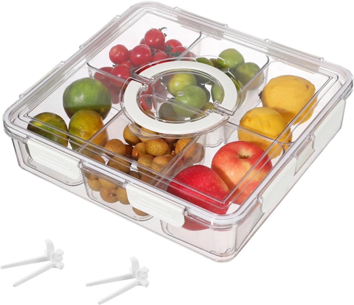 Stunq® Transparante Snackbox met Compartimenten voor Kinderen en Keukenopslag